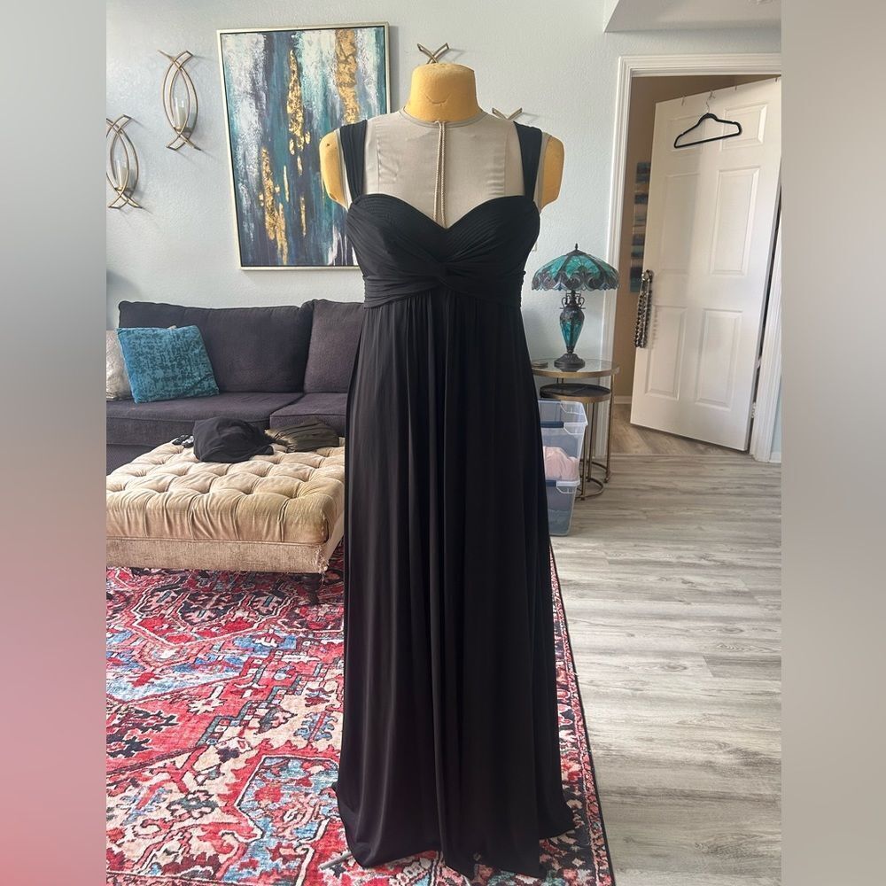 BCGBMaxazria prom formal dress in black with touching and pleating